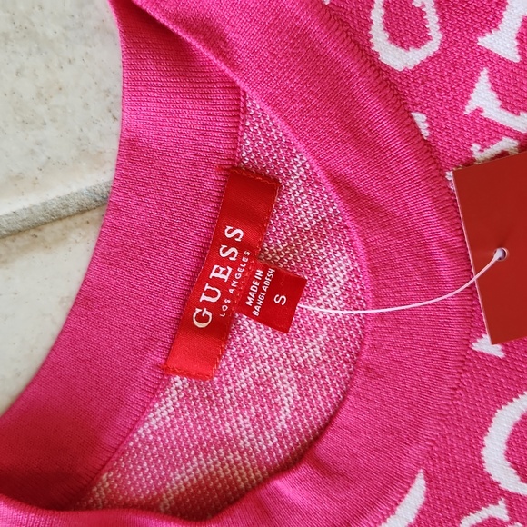 NWT ❗️ Guess pink and white logo vest small size logo sleeveless sweater - Picture 12 of 17
